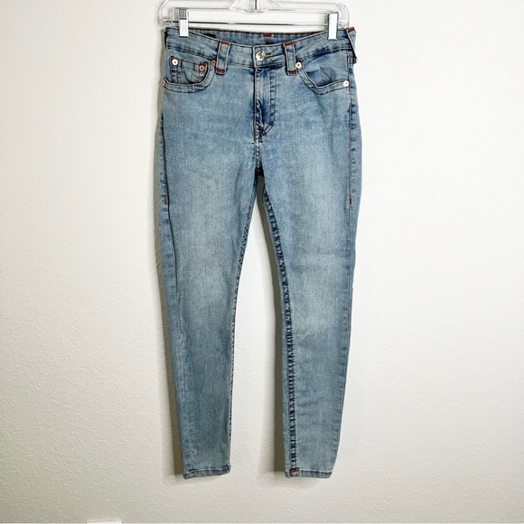 True Religion Jeans Women Size 30 Skinny Jennie Curvy Mid Rise Blue 28”    D - Picture 1 of 12